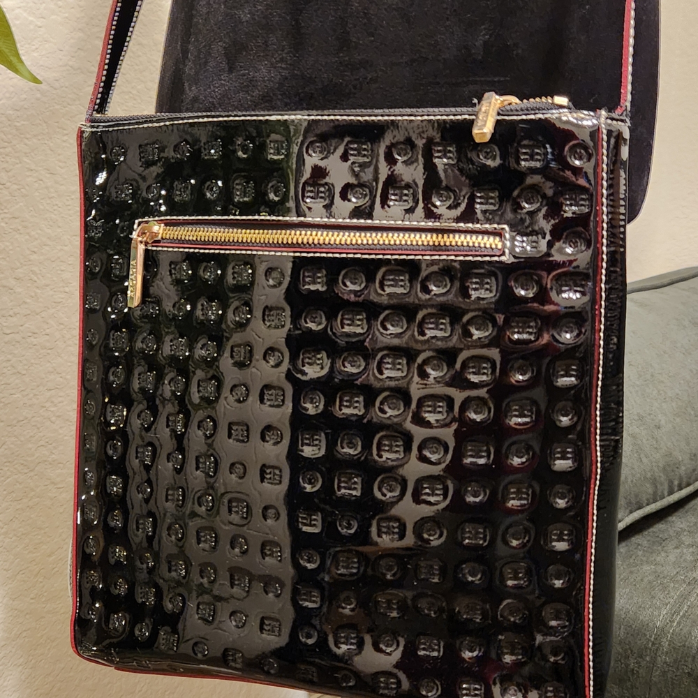 Arcadia Black Patent Leather Crossbody Bag